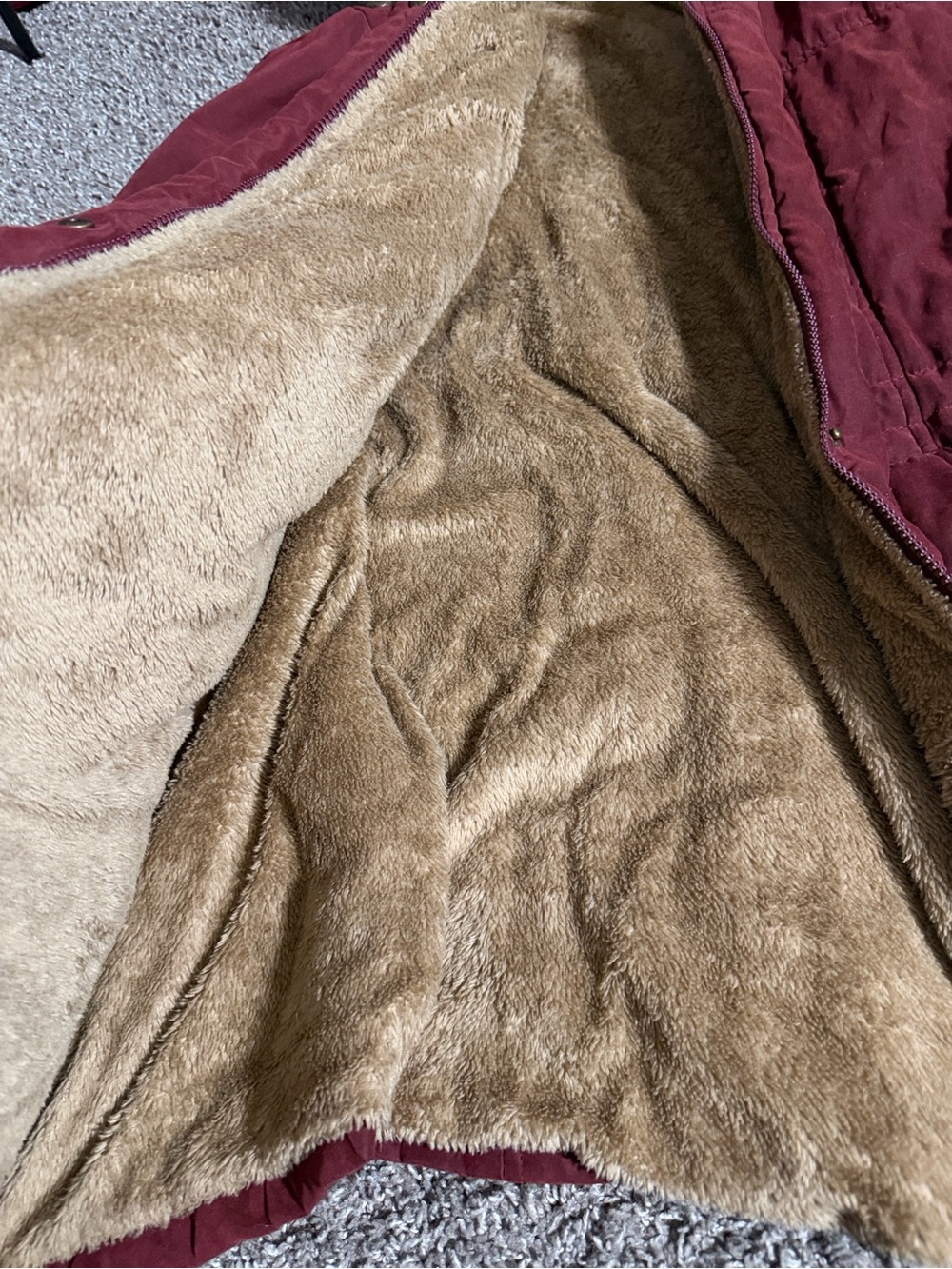 Beyove Burgundy Faux-Fur Lined Hooded Parka Jacket size XXL - Picture 6 of 8